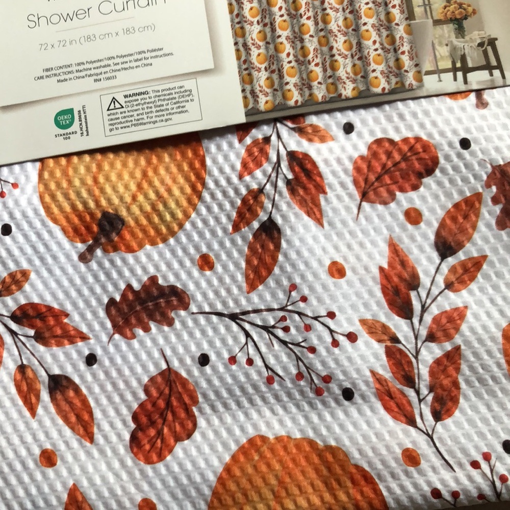 Pumpkin Print Water Resistant Shower Curtain - Picture 7 of 8